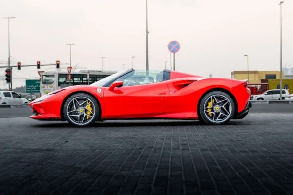 Ferrari F8 Spider red, Convertible car rental in dubai, Cheap car rentals in Dubai