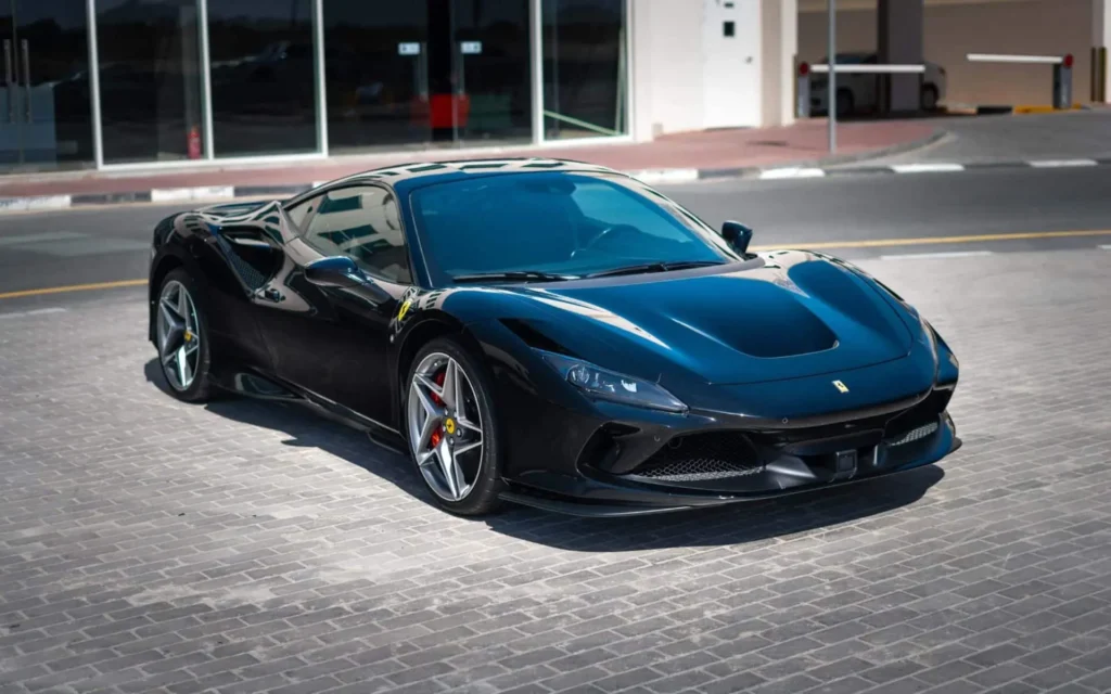 Ferrari F8 Spider Black, convertible car rental in Dubai